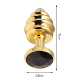 dimensiones butt plug Espiral Oro Diamante Negro