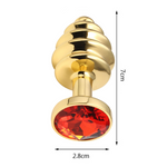 butt plug Espiral Oro Diamante Rojo dimensiones