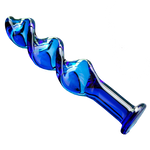 plug anal vidrio azul de forma espiral