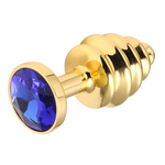 Plug Anal Espiral Oro Diamante Azul