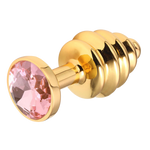 Plug Anal Espiral Oro Diamante Rosado
