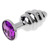 plug anal brillante de forma espiral con un diamante purpura